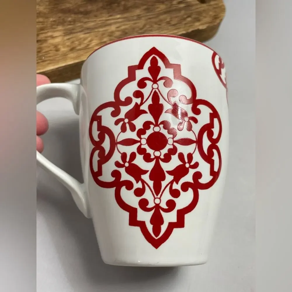 Pair of Home Red Medallion‎ Porcelain Coffee Mugs by Target